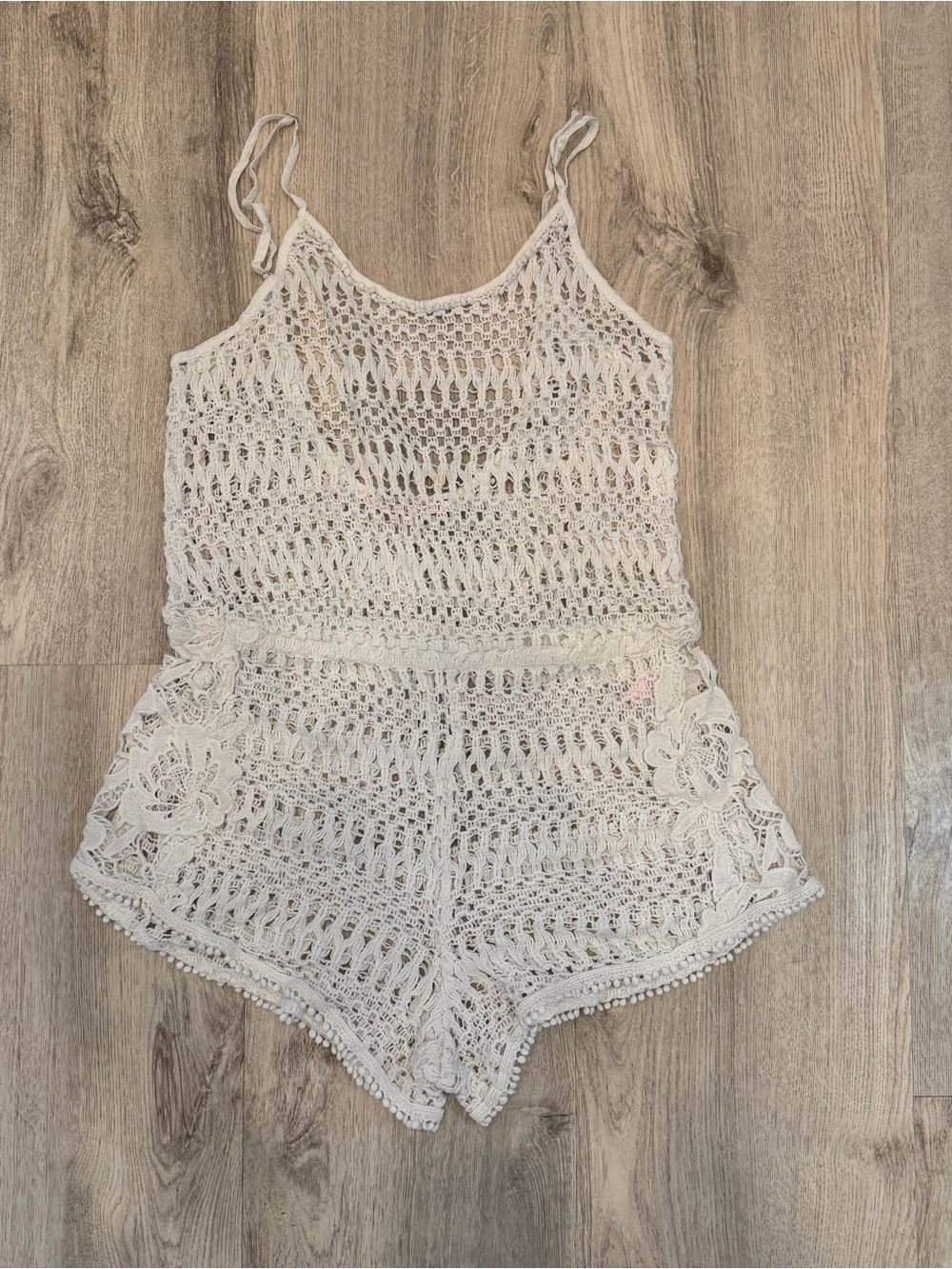 Victoria’s Secret Ivory Crochet Swim Cover Up‎ Romper Small